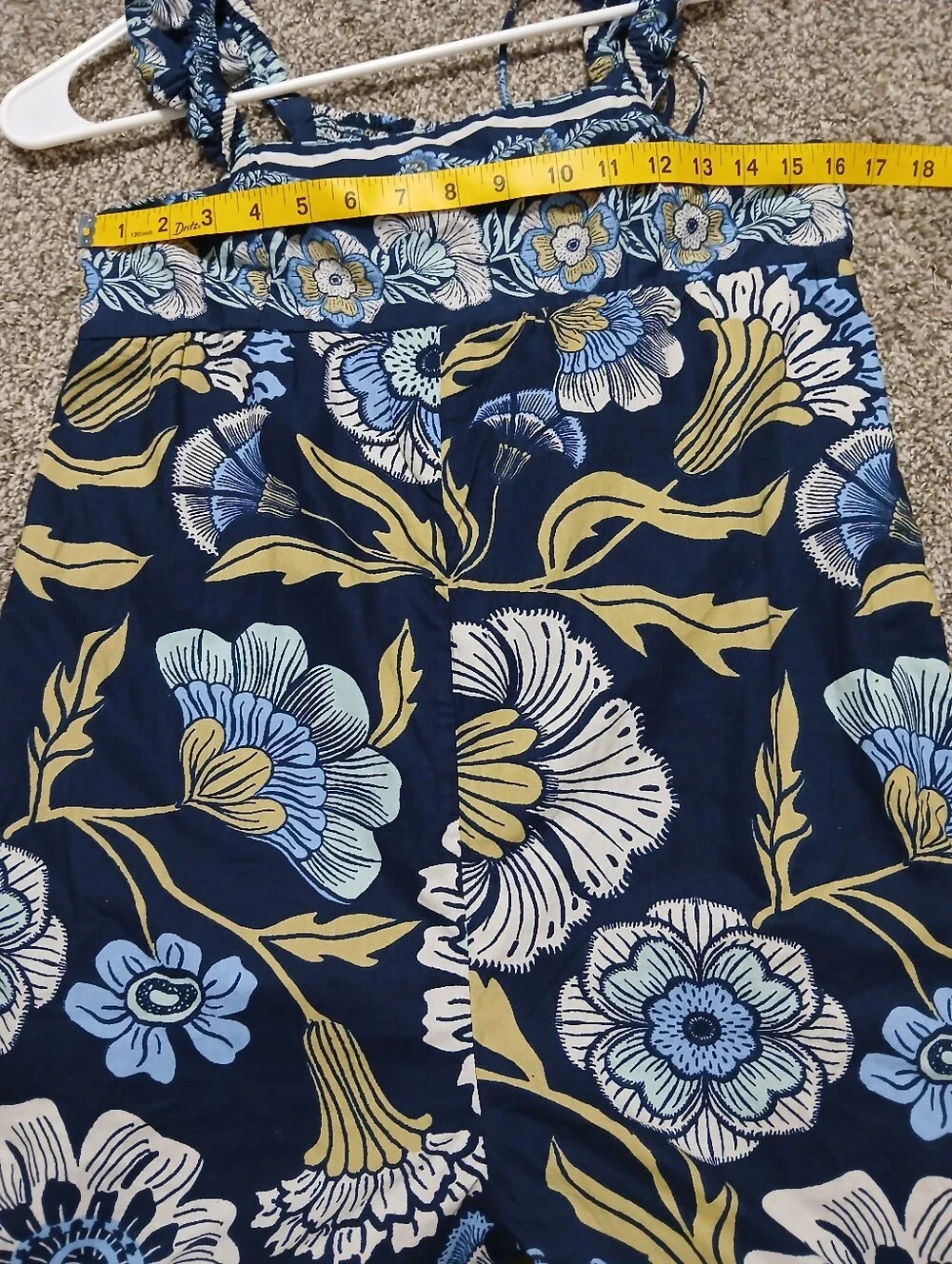 Free People Navy Floral Wide-Leg‎ Smocked Jumpsuit